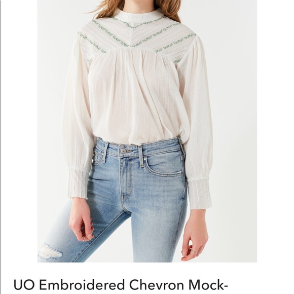 Urban Outfitters Tops - • uo mock neck embroidered long sleeve •